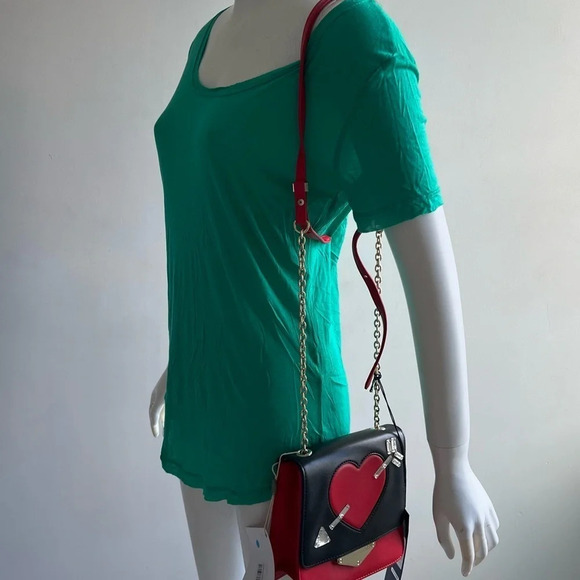 Tosca Blu Red Heart Small Multicolor Red Black  Flap Crossbody Shoulder Bag NWT - Picture 9 of 12